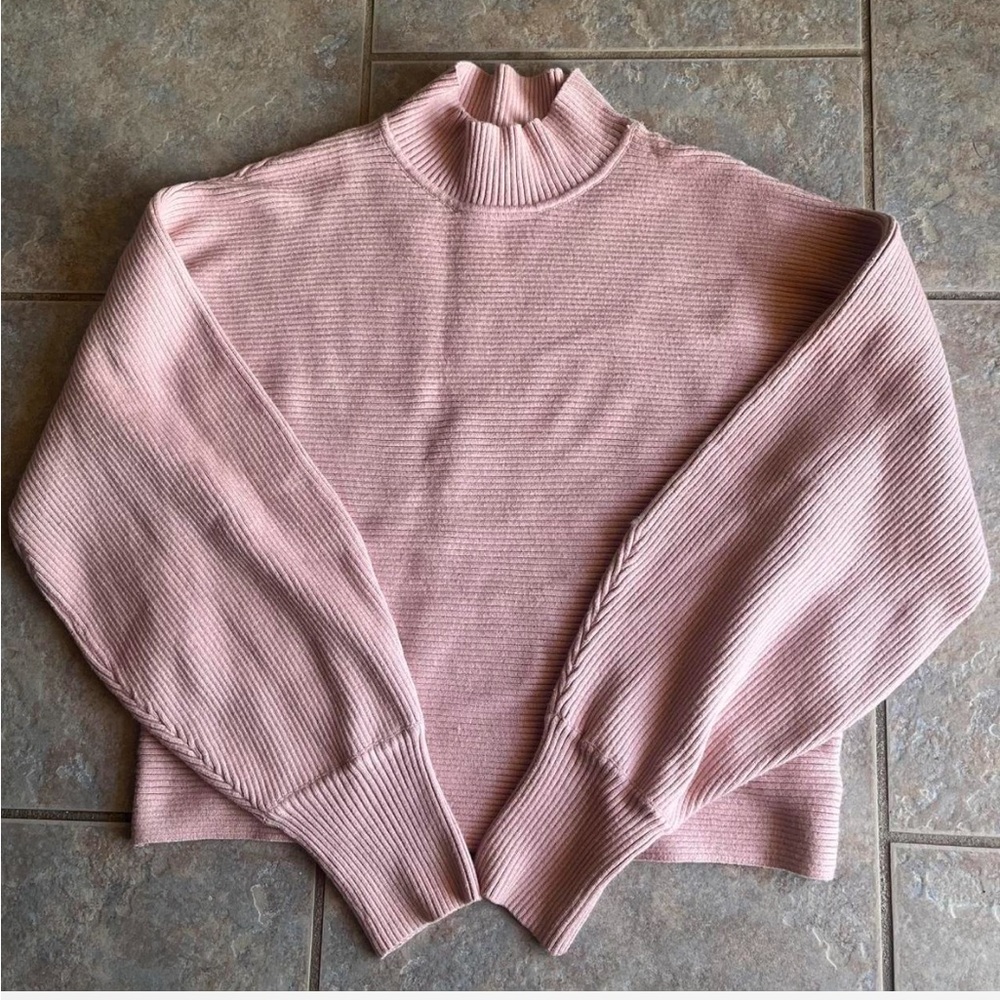 Lulu's Blush Ribbed Turtleneck Sweater